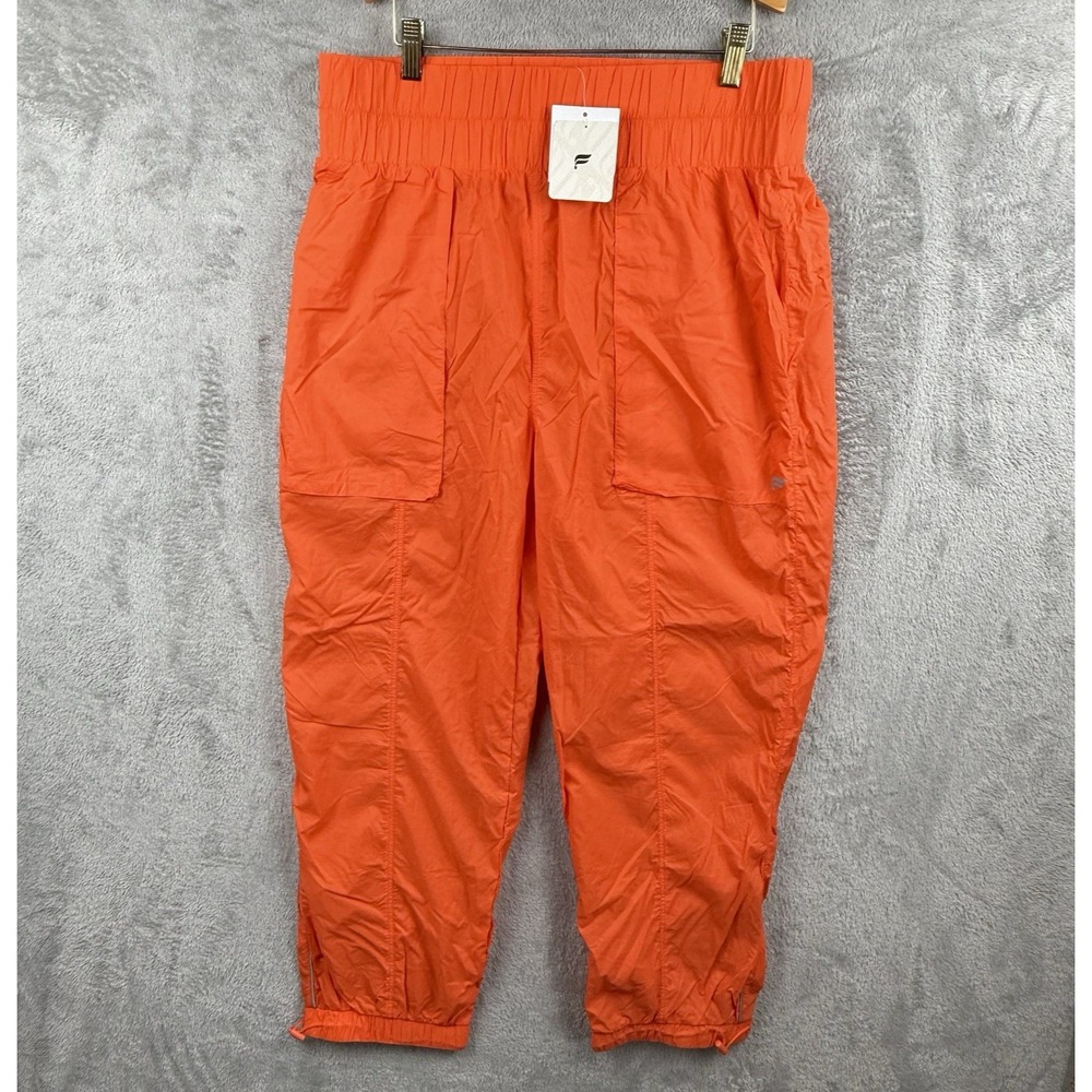 Fabletics Pants Womens XL Ultra High Waisted Piped Nylon Lightweight Orange NWT